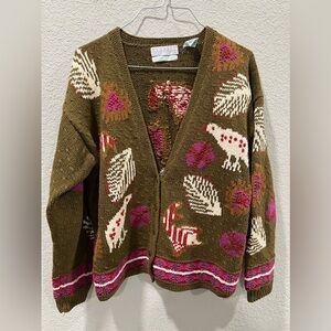 Vintage segrets sun prinst knitted by hand cardigan Sweater Size S